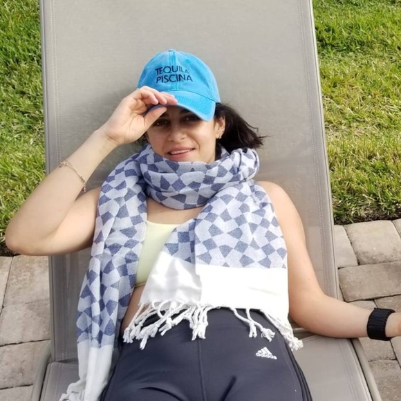 Blue Turkish Towel Wrap Beach Towel Picnic Blanket Diamond print Boho NWT - Picture 3 of 5